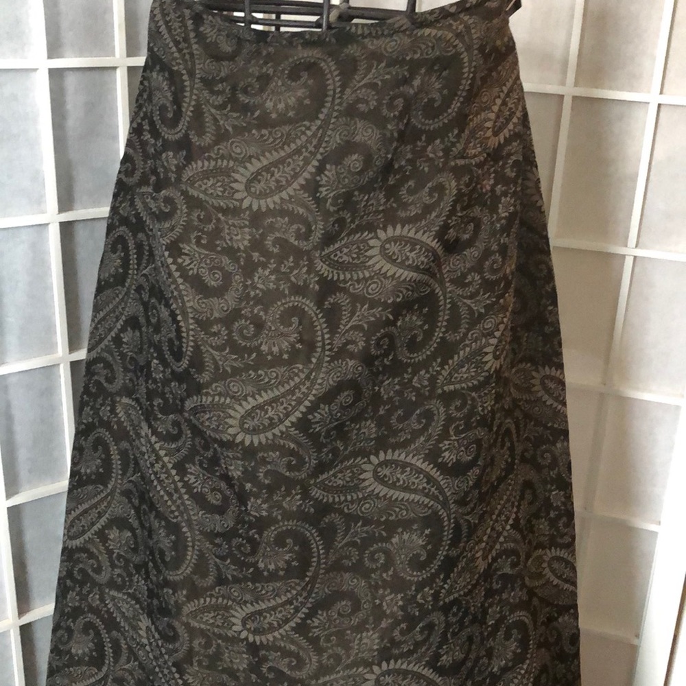 DKNY Petite Paisley Chiffon Silk Skirt P6